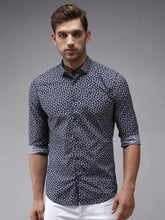 Men Navy Printed Casual Shirt-ORIGINPRINT-1745-Navyblue